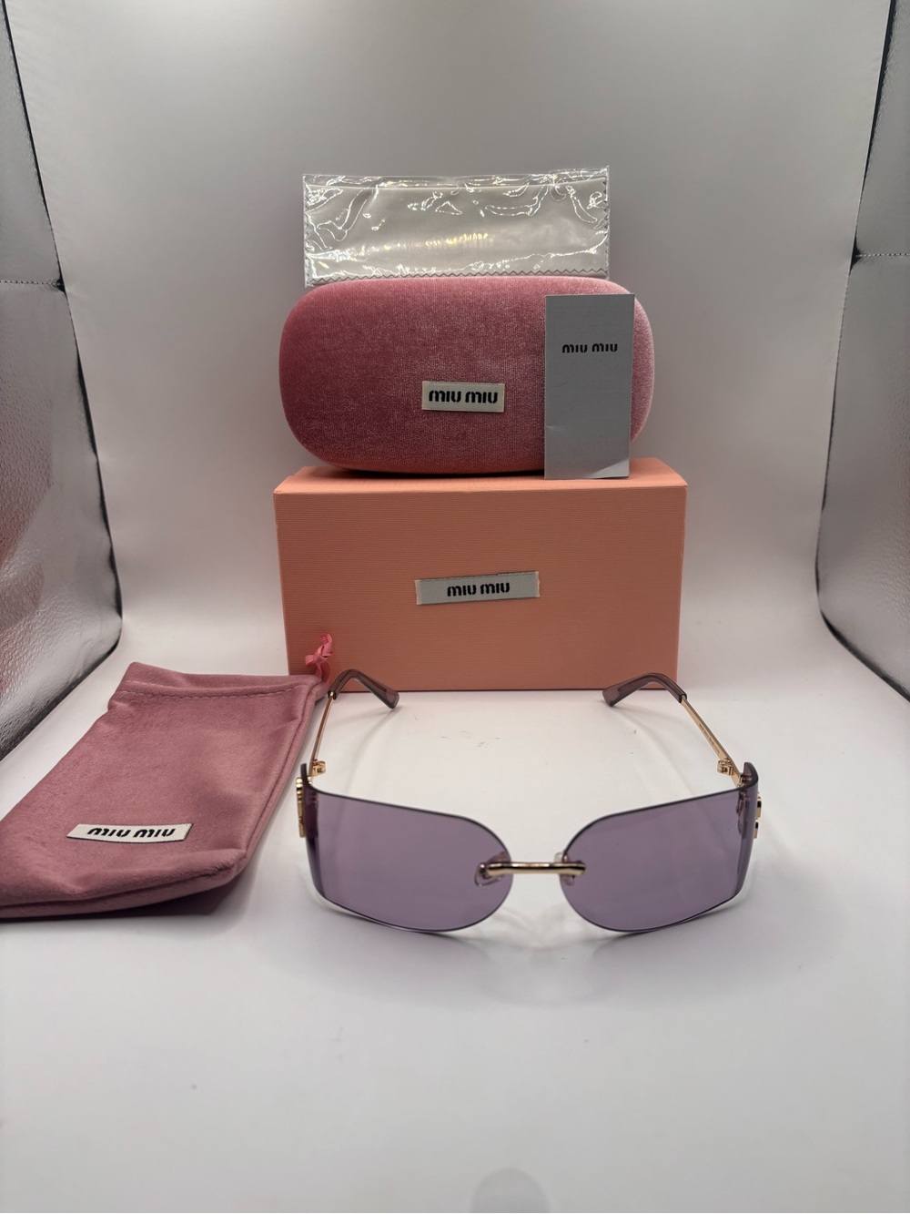 Women's Rimless Sunglasses in Light Pink/Purple